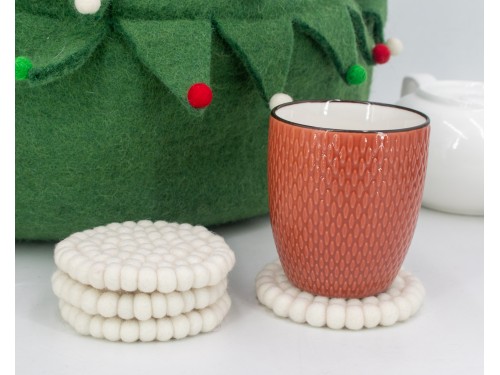 10cm Solid Color Felt Ball Coaster Collection