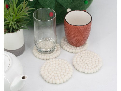 10cm Solid Color Felt Ball Coaster Collection