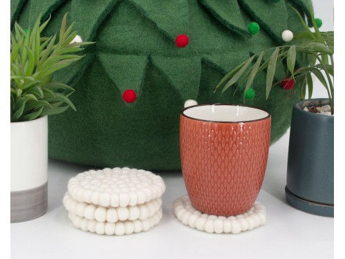 10cm Solid Color Felt Ball Coaster Collection