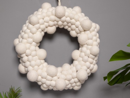 White Felt Ball Wreath