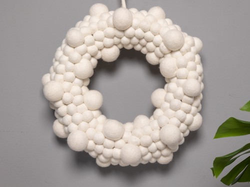 White Felt Ball Wreath