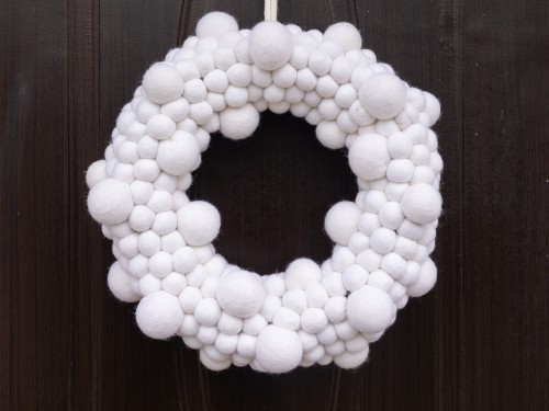 White Felt Ball Wreath