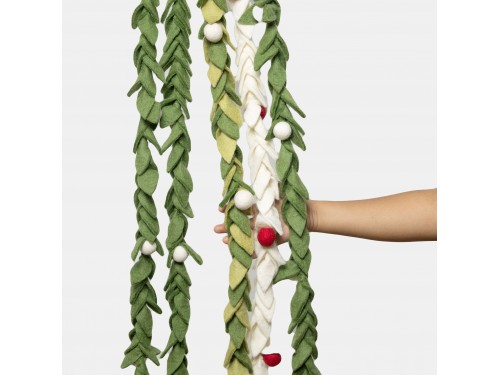 6ft Multi Green Felt Leaf Garland