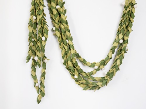 6ft Multi Green Felt Leaf Garland