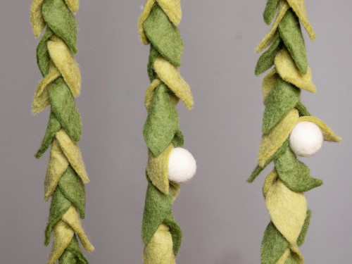 6ft Multi Green Felt Leaf Garland