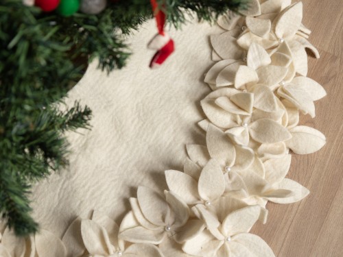 Handmade Felt White Tree Skirt