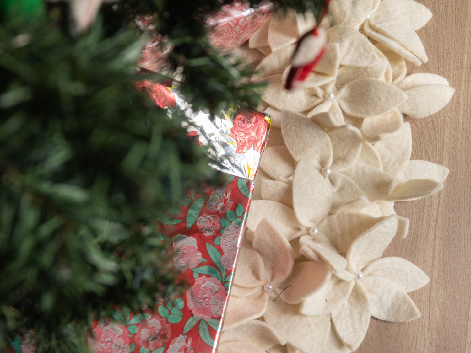 Shop Handmade Felt White Tree Skirt - Felt and Yarn