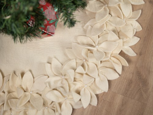 Handmade Felt White Tree Skirt