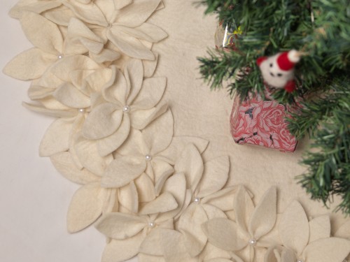 Handmade Felt White Tree Skirt