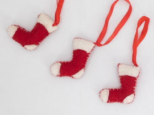 Mini Red and White Felt Stockings