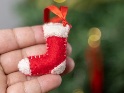 Mini Red and White Felt Stockings