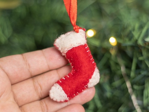 Mini Red and White Felt Stockings