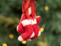 Mini Red and White Felt Stockings - Felt and Yarn
