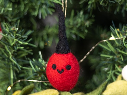 6cm Red Felt Bauble Christmas Ornament