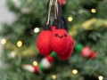6cm Red Felt Bauble Christmas Ornament