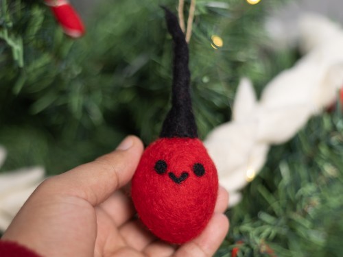 6cm Red Felt Bauble Christmas Ornament