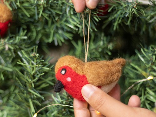 10cm Christmas Felt Robin Bird
