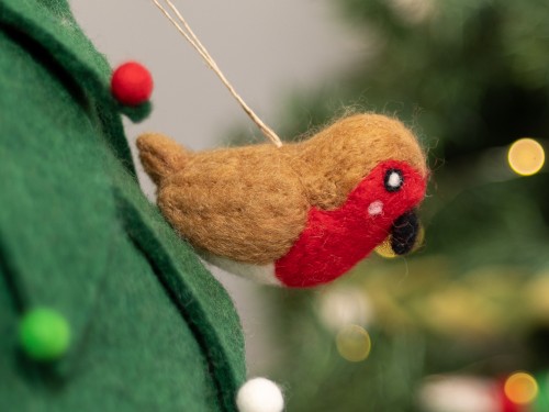 10cm Christmas Felt Robin Bird