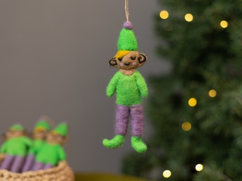 16x5cm Felt Elf with Green Hat