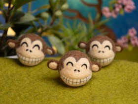 Handmade Felt Monkey Head