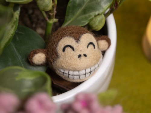 Handmade Felt Monkey Head