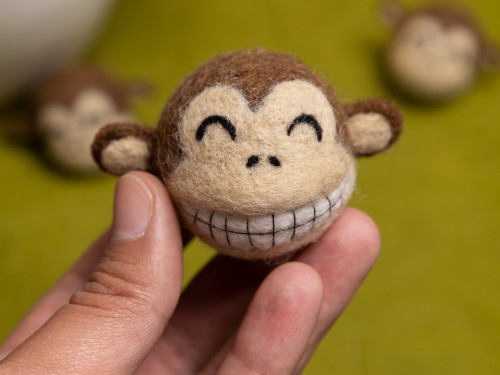 Handmade Felt Monkey Head