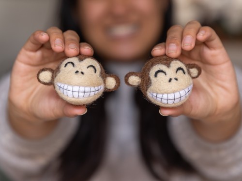 Handmade Felt Monkey Head