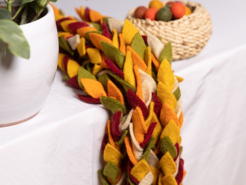 6ft Handmade Seasonal Felt Leaf Garland