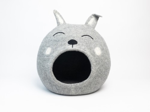 Felt Gray Bunny Cat Cave