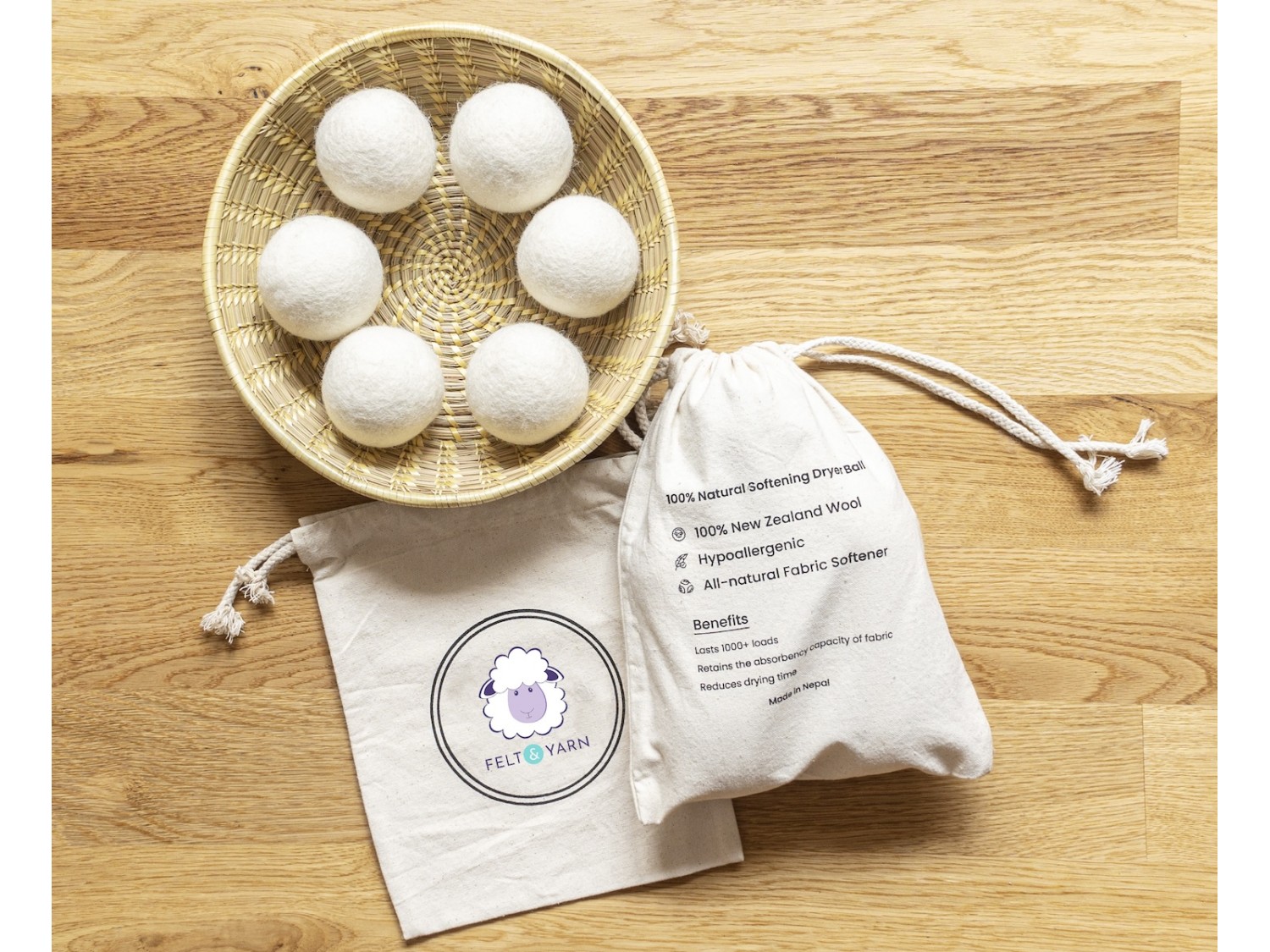 Re-usable Wool Dryer Balls - Natural Fabric Softener