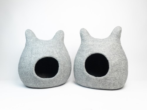 Handmade Felt Cat Cave with Ears