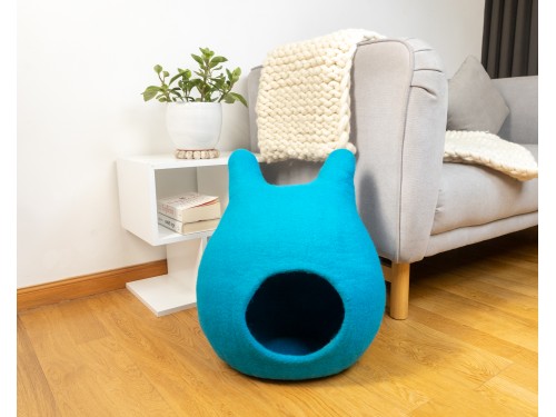 Handmade Felt Cat Cave with Ears
