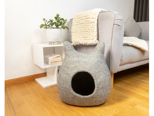 Handmade Felt Cat Cave with Ears