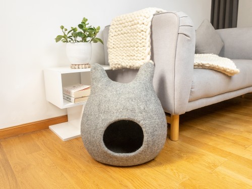 Handmade Felt Cat Cave with Ears