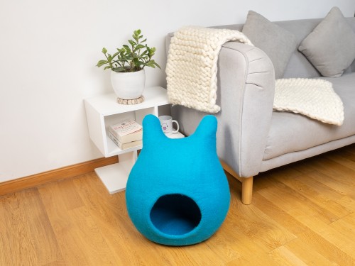 Handmade Felt Cat Cave with Ears