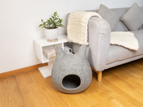 Handmade Felt Cat Cave with Ears