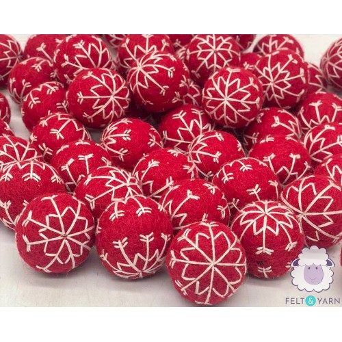 3cm Wool Felt Snowflake Balls