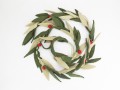 6ft Multi Green Leaf Garland with Red Pom Poms