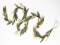 6ft Multi Green Leaf Garland with Red Pom Poms