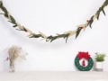 6ft Multi Green Leaf Garland with Red Pom Poms