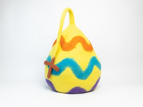 Easter Egg Design Wool Felt Cat Cave With Tail