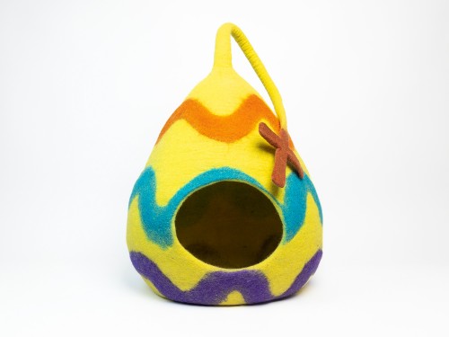 Easter Egg Design Wool Felt Cat Cave With Tail