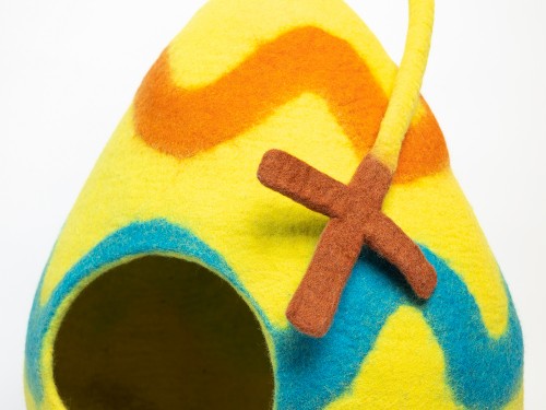 Easter Egg Design Wool Felt Cat Cave With Tail