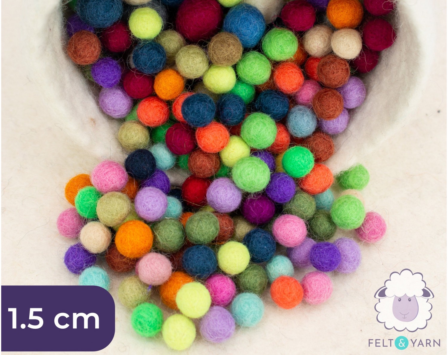 Amethyst Purple Oriental Direct 100% Wool Felt Balls 2cm 10 Felt Balls