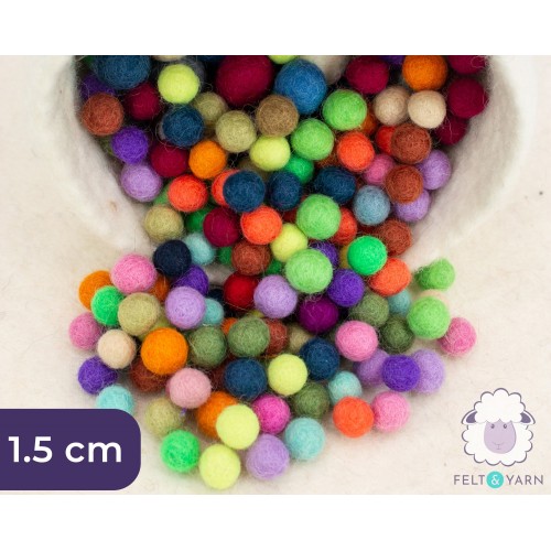 1.5cm felt balls - Felt and Yarn
