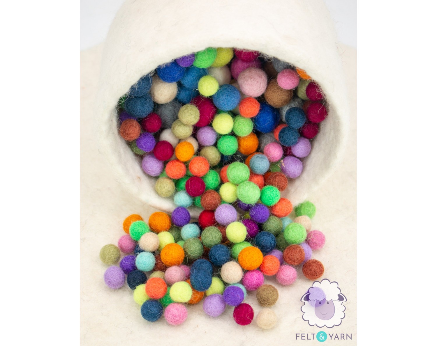 Felt Balls Rainbow Pack Sizes 1.0 Cm, 1.5 Cm, 2.0 Cm, 2.5 Cm, 3.0