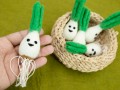 12cm Felt Green Onion with Face
