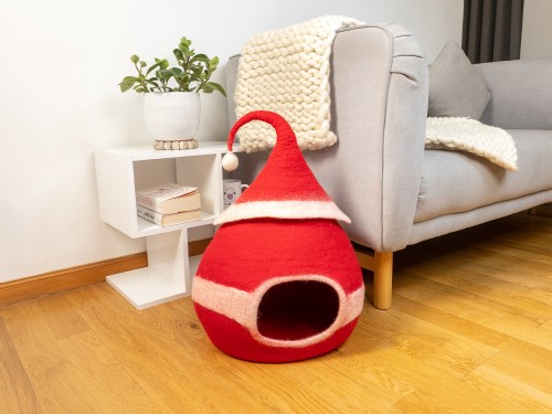 Felt Santa Claus Hat Cat Cave
