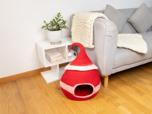 Felt Santa Claus Hat Cat Cave