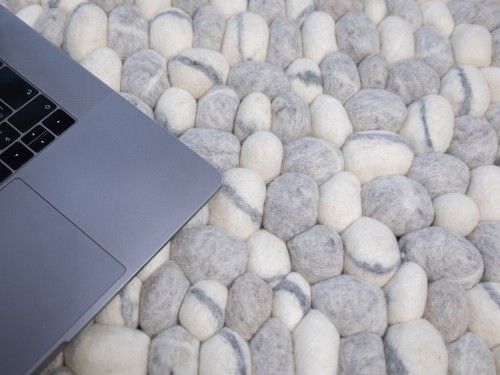 Neutral Gray and White Pebble Rug